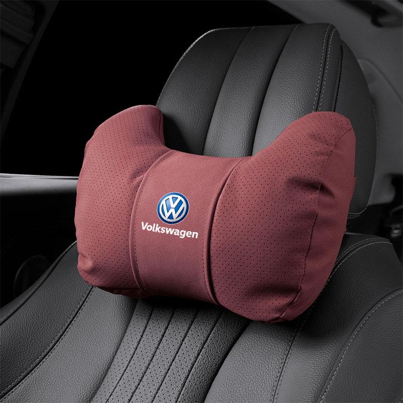 Car Seat Soft Headrest Suede Neck Pillow Waist Cushioning For VW GTI Polo Golf Passat MK678 Tiguan Arteon CC Taigo T-ROC Hub Cap