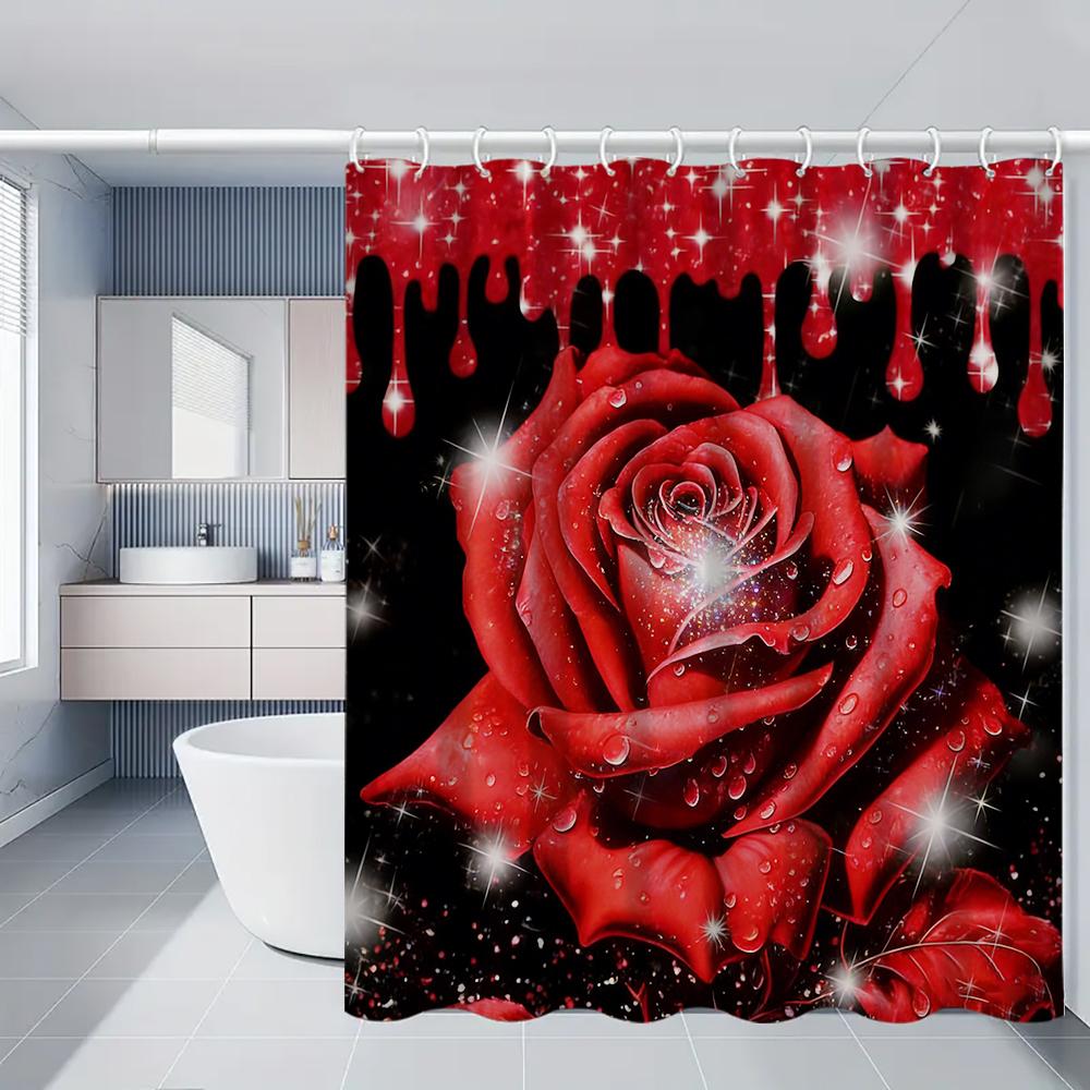 4 Piece Bathroom Decor Set With 70.8 Inch Shower Curtain Rug And Toilet Lid Cover