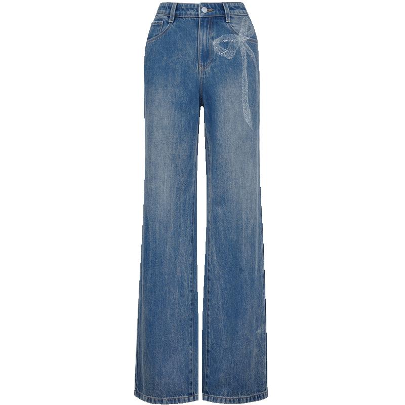 Veromoda Women's Rhinestone Pocket Straight-Leg Jeans