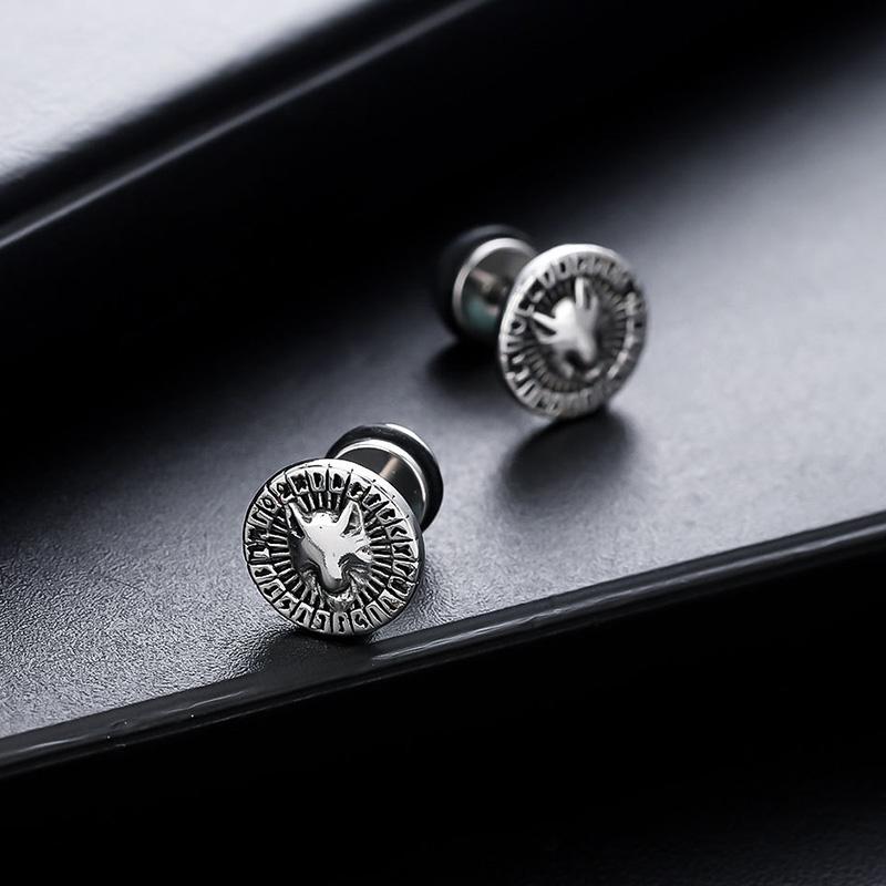 1 Pair New Style Gothic Dumbbell Stud Earrings For Men/Women Stainless Steel Punk Piercing Jewelry