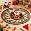 Yousheng Christmas 3D Rug Optical Illusion Santa Claus Round Floor Mat Non-Slip Xmas Santa Door Mat with Depth Pattern for Holiday Entrance Living