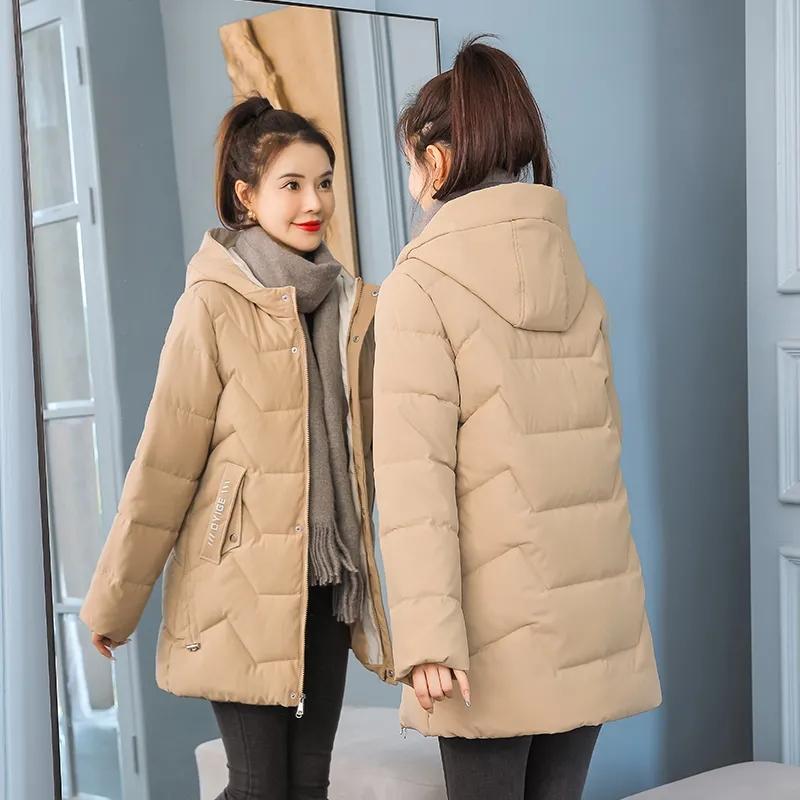 Women Winter Coat Jacket Warm Down Cotton Parkas Ladies Mid-Length Hooded Cotton Padded Coats Female Jackets Overcoat