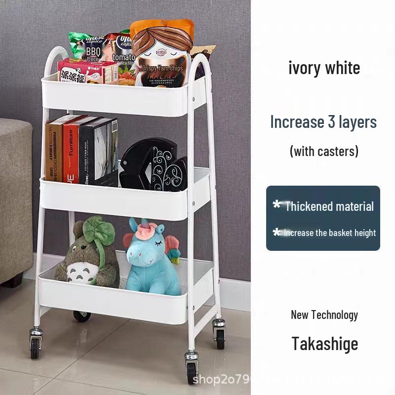 Compact Multi-Layer Mobile Storage Rack for Kitchen, Bathroom, or Bedroom