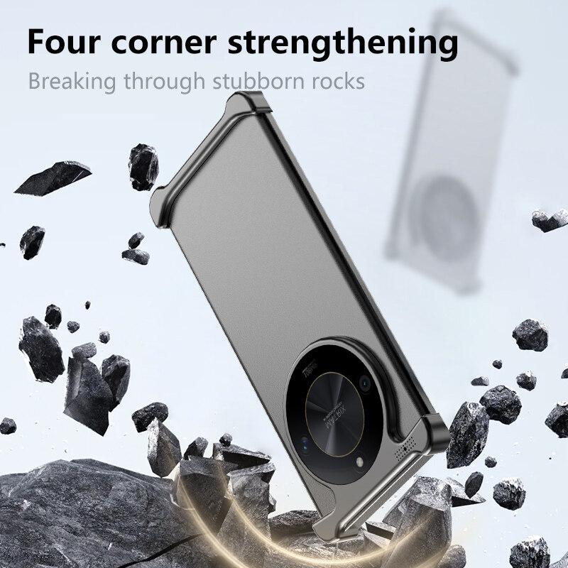 Luxury Irregular Aluminum Alloy Shockproof Phone Case for Huawei Honor X9B X9C X50 X60 Pro Magic6 Lite 9 - Reinforced Bumper with Aromatherapy Design