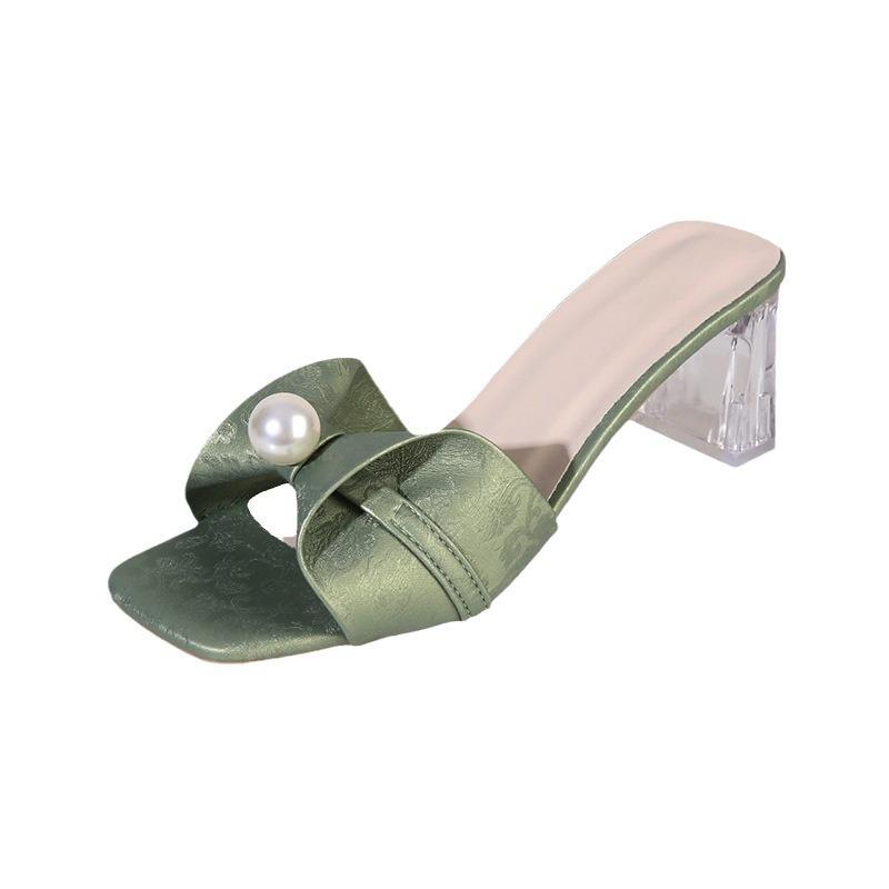 Fashion Women Slipper Stiletto Green High Medium Heel Frocks Luxury Fashion Chic Party Weddings Gold Sexy Designer Wedding Elegant Shoes