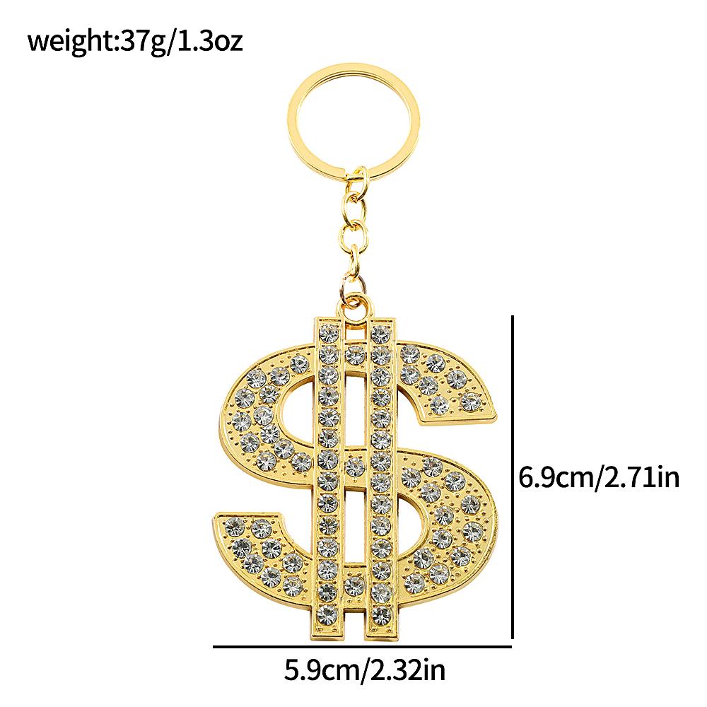 Big Rotatable US Dollar Money Sign Pendant Keychain Men Rapper Hip Hop Punk Keyrings Gifts
