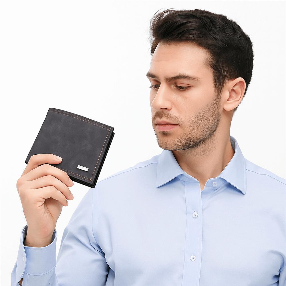 Men's Casual PU Leather Wallet Multi-functional Large Capacity Short Card holder Square High Quality Business Purse Daily Use