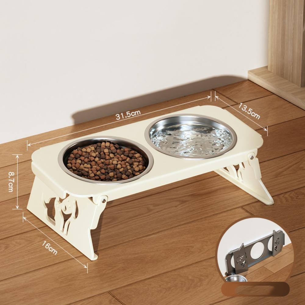 

Removable Elevated Cat Bowl Foldable Neck Protection Bowl Pet Feeder Stand Healthy Feeding бежевый