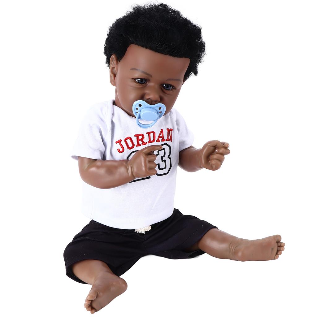 Reborn Baby Dolls Full Vinly Body Newborn African Black Baby Girls Dolls 22 Inches with Toy