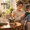 Resin Puppy Figurine Reading Dog Figurine, Cute Book Loving Sculpture for Bookshelf Nook Desk, Gift and Lovers