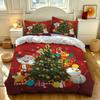 A Set of 3 Pieces (1 Bedspread + 2 Pillowcases) Featuring Santa Claus Christmas Trees Perfect for Home Decoration