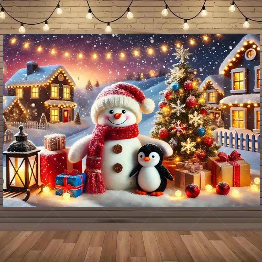 Merry Christmas Background Supplies Winter Snowman Santa Claus Backdrop Xmas Tree Party Decoration Christmas Photography Props