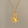 New Chinese Style Rhinestone Carved Gourd Pendant Necklace for Women