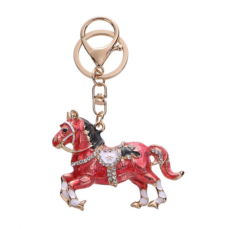 

1PC Cute Souvenirs Brightly Convenient Zinc Alloy Backpacks Horse Keychain Practicality Rhinestone Gift Decorative Handbags
