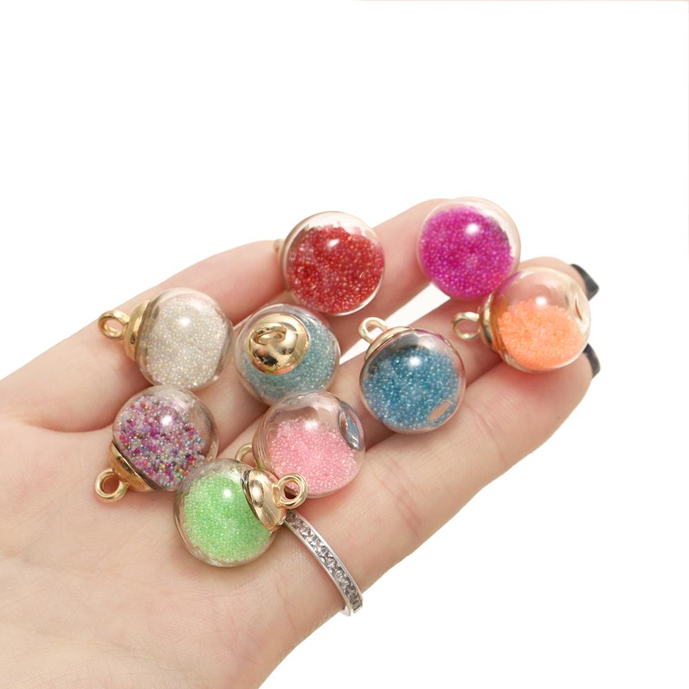 10Pcs Charms Quicksand Transparent Glass Ball 16mm Pendants Findings for Earrings Necklace Pendant DIY Jewelry Making Supplies