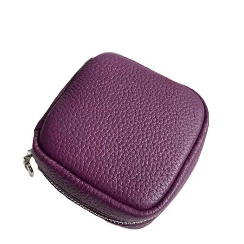 Genuine Leather Mini Coin Purse Small Square Bag With Chain Strap Crossbody Shoulder Women
