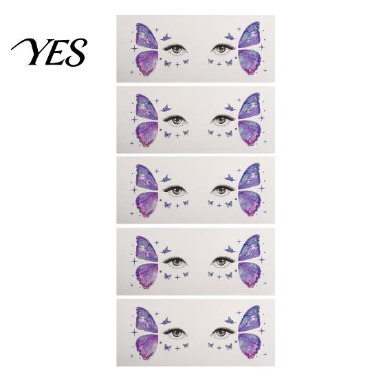 Mobile Phone Case Stickers 5 Sheets Glitter Butterfly Eye Stickers, Temporary Face Tattoos for Tail Kids, Cartoon Decals Festival Makeup, Party Decor