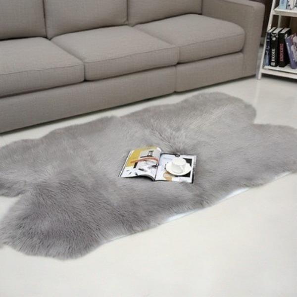 

WTEMPO Living Room Plush Shaggy Carpet Super Soft Faux Fur Bedroom Carpets Room Home 90*160cm серый