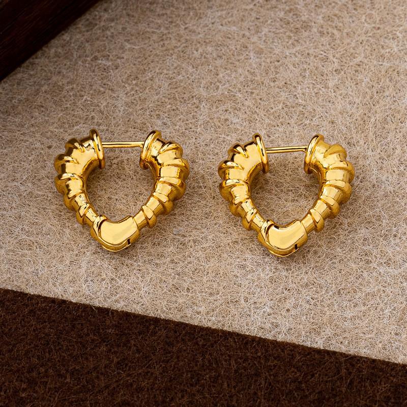 Geometric Heart Pendant Earrings With Post Gold Plated Lightweight Fashion Jewelry Women Men Heart-shaped Drop Earring