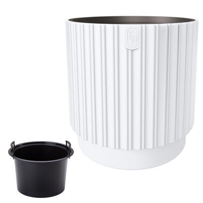 Mika Cyli 30 Round Flowerpot with Insert | White