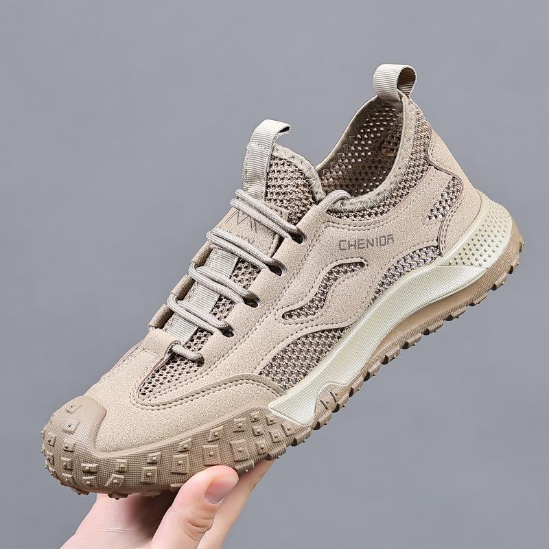 New Men's Summer Single Mesh Breathable Mesh Shoes Outdoor Hollow Sports Shoes Non-slip and Wear-resistant Fashion Casual Men's Shoes