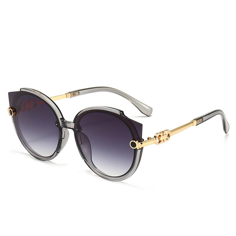 New Vintage Cat Eye Sunglasses Women Korean Metal Rimless Gradient UV400 Luxury Sun Glasses Retro Shades
