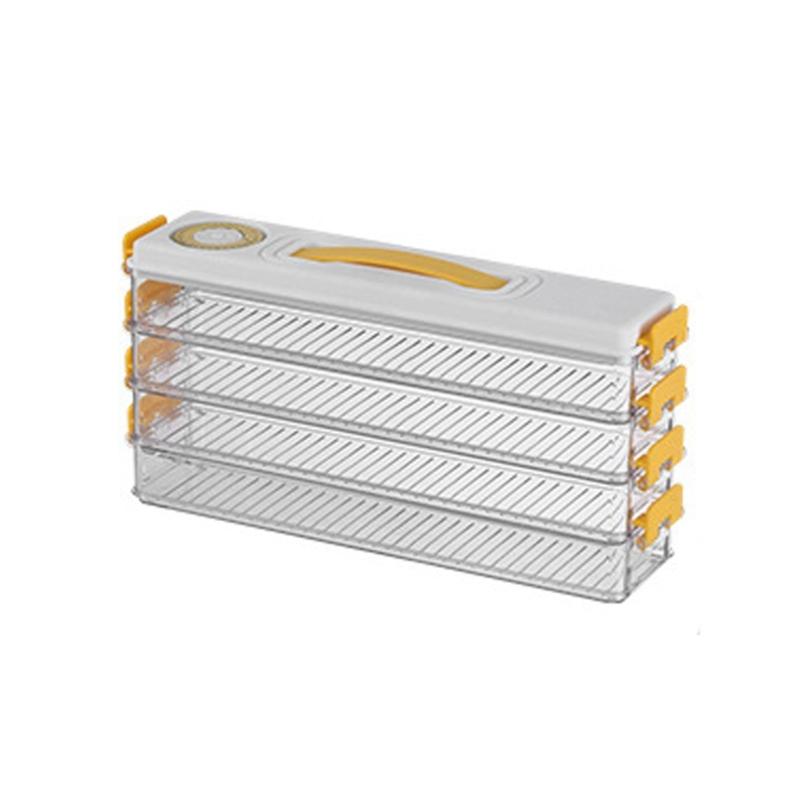 Dumplings Box Saver Containers for Refrigerator Stackable Freezer Fridge Organizer with Timing Kitchen Preservation Box