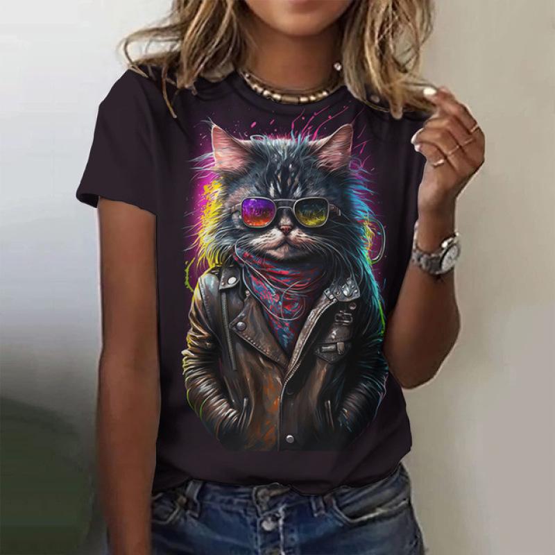 Coelhinho Branco Macio Impresso em 3D Moda Y2k Mulheres Camiseta Básica Elegância Vintage Manga Curta Elegante Casual Confortável