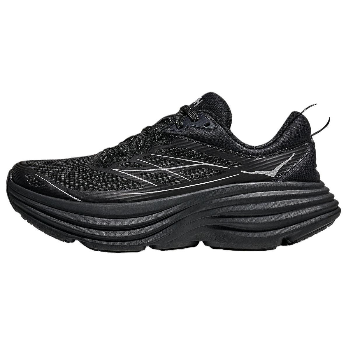 Hoka One One Bondi 8 Ts Caged Comfortable Versatile Fabric Synthetic Leather Slip Resistant Durable Breathable Rebound Running Shoes 1155391-BKSV 45⅓