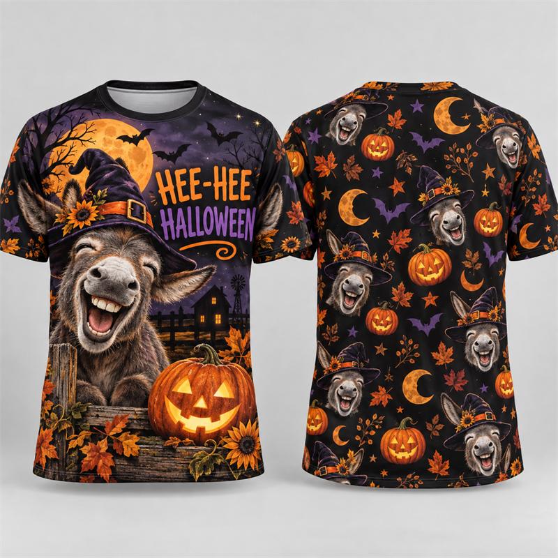 Cute Halloween Animal 3D Print T Shirt Men Women Skunk Walrus Raccoon Red Panda Seal Sloth Donkey Short Sleeve Party Costume Tee