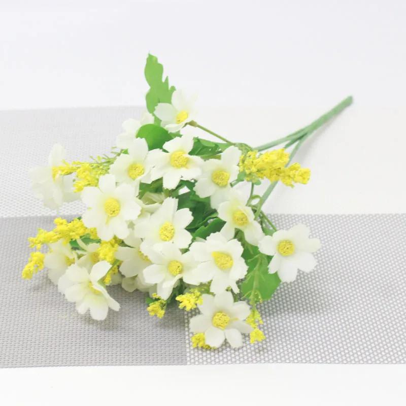 One Bouquet 7 Branch 28 Heads Cute Silk Daisy Artificial Decorative Flower DIY Wedding Floral Arrangement Home Room Table Decor