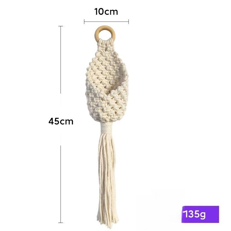 Cotton Woven Hanging Net Basket Boho Tassel Wall Tapestry Flower Pot Hanger Gardening Green Plant Hanging Net Decor 45x10cm белый