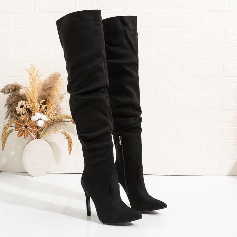 Women Flocks High Thin Heel Long Boots Side Zipper Over The Knee High Boots Office Nightclub Party Banquet Catwalk Fashion Boots 36 4140₽