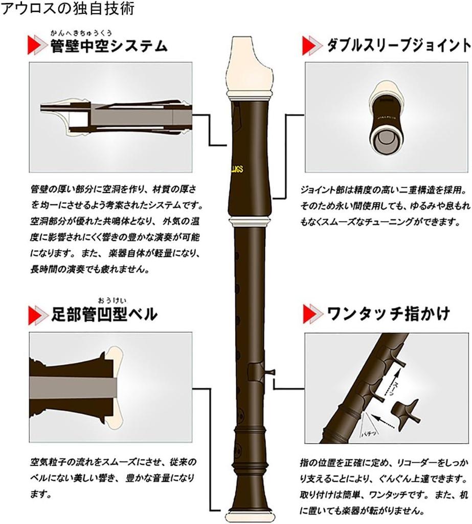 Toyama Musical Instruments AULOS Bel Canto Alto Recorder Baroque Antibacterial Cap Set 309A(E)