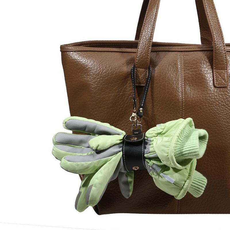 Trendy Solid Color Pu Leather Glove Scarf Holder Strap Outdoor Travel Hat Clip Portable Multifunctional Towel Storage Clip