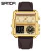 Sanda Fashionable Men's Square Multifunctional Waterproof Sports Quartz Watch