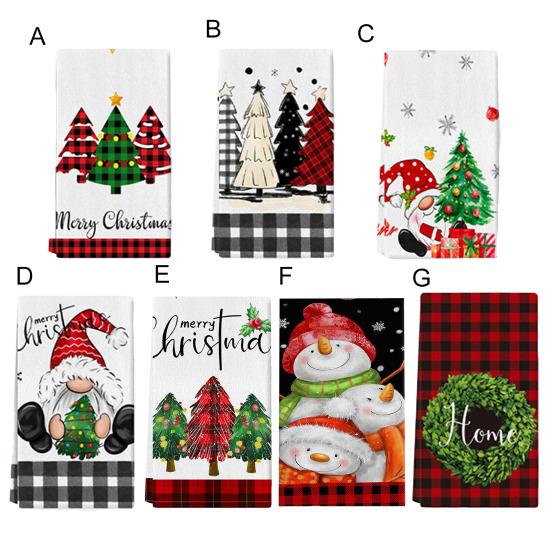 Christmas Napkin Cartoon Printing Washable Hotel Restaurant Dining Banquet Table Decor Napkin Kitchen Dish