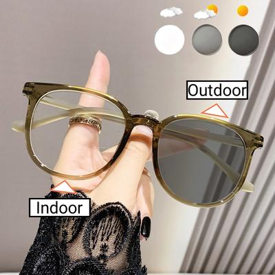 Męskie Damskie Pochromowe Okulary na Krótkowzroczność Unisex Ultralekkie Okrągłe Okulary do Bliży Vintage Retro Zewnętrzne Inteligentne Okulary Przeciwsłoneczne