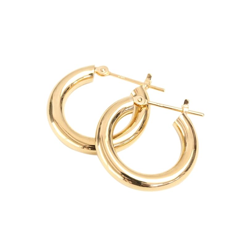 

[Jewelry Excellente] K18YG hoop earrings 3.0mm×17mm ring hoop earrings (K18 yellow gold)