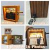 Visualizzatore Foto Flipbook Personalizzabile Capacità 16 Foto Meccanismo a Manovella Manuale Cornice in Legno Vintage Album Fotografico Regalo