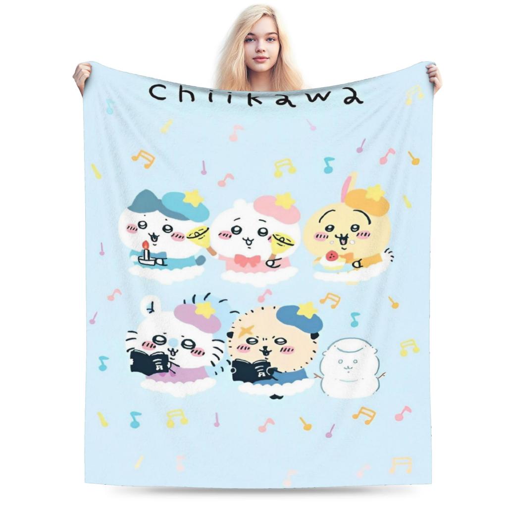 Chiikawa Cute Cartoon Manga Blanket Hachiware Usagi Wool Vintage Soft Throw Blanket for Home Decoration