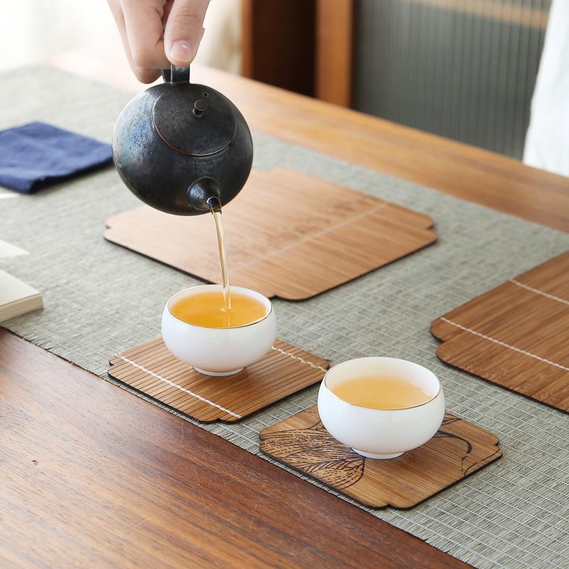 Retro bamboo coaster, thermal insulation pad, purple sand pot pad, Chinese style Zen classical tea ceremony, kung fu tea set