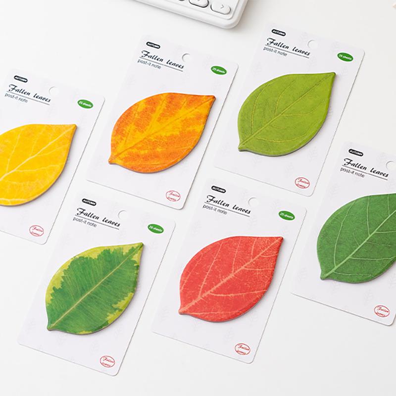 25 Sheets/book Leaf Sticky Notes Stickers Leaf Sticky Notes DIY Decoration Plant Green Sticky Notes Leaf Stickers
