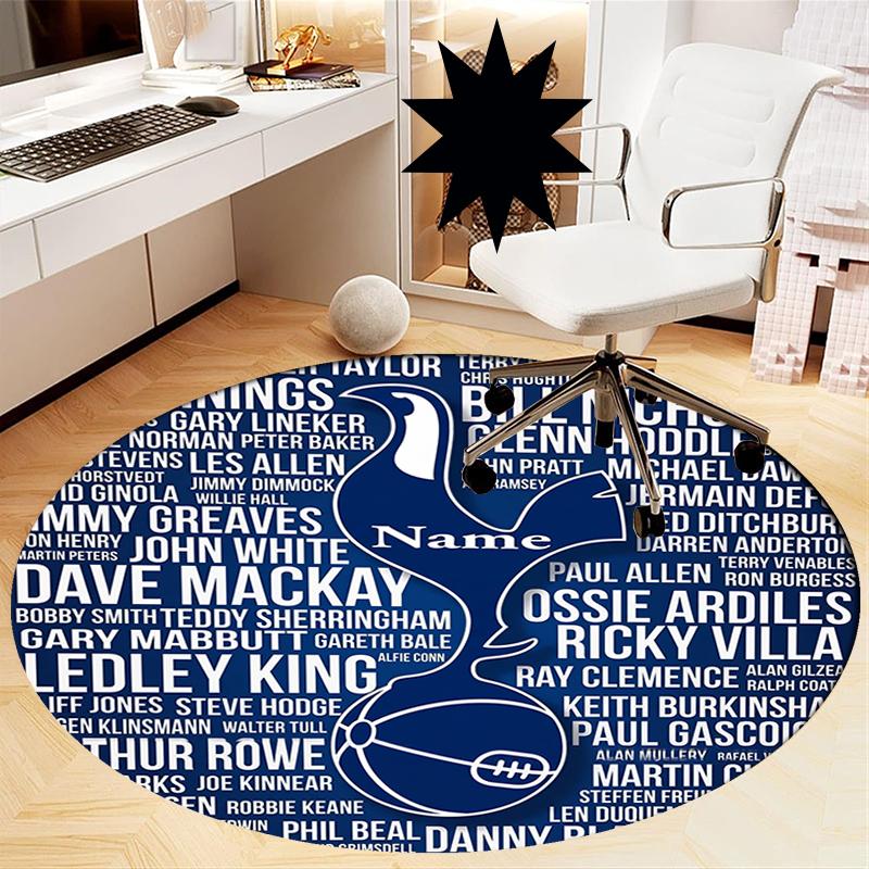 Custom Name Tottenham Hotspur Printed Round Rug Carpet Chair Rug Area Rug Entryway Doormats,for Office Chair Living Room Bedroom Kitchen Room.