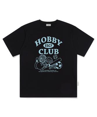 ESCAPEFROM Hobby Club Print Oversized Short Sleeve T-Shirt Black