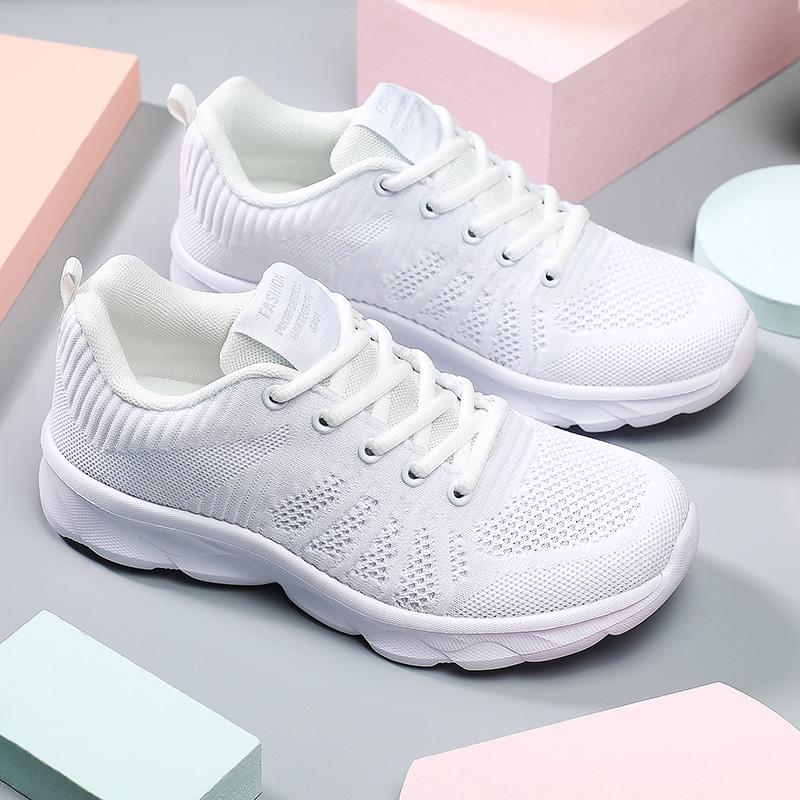 

Женская дышащая обувь с сеткой, туфли без шнуровки на плоской подошве, женские теннисные туфли, женская повседневная обувь, прогулочная обувь, кроссовки, женская вулканизированная обувь 35 белый