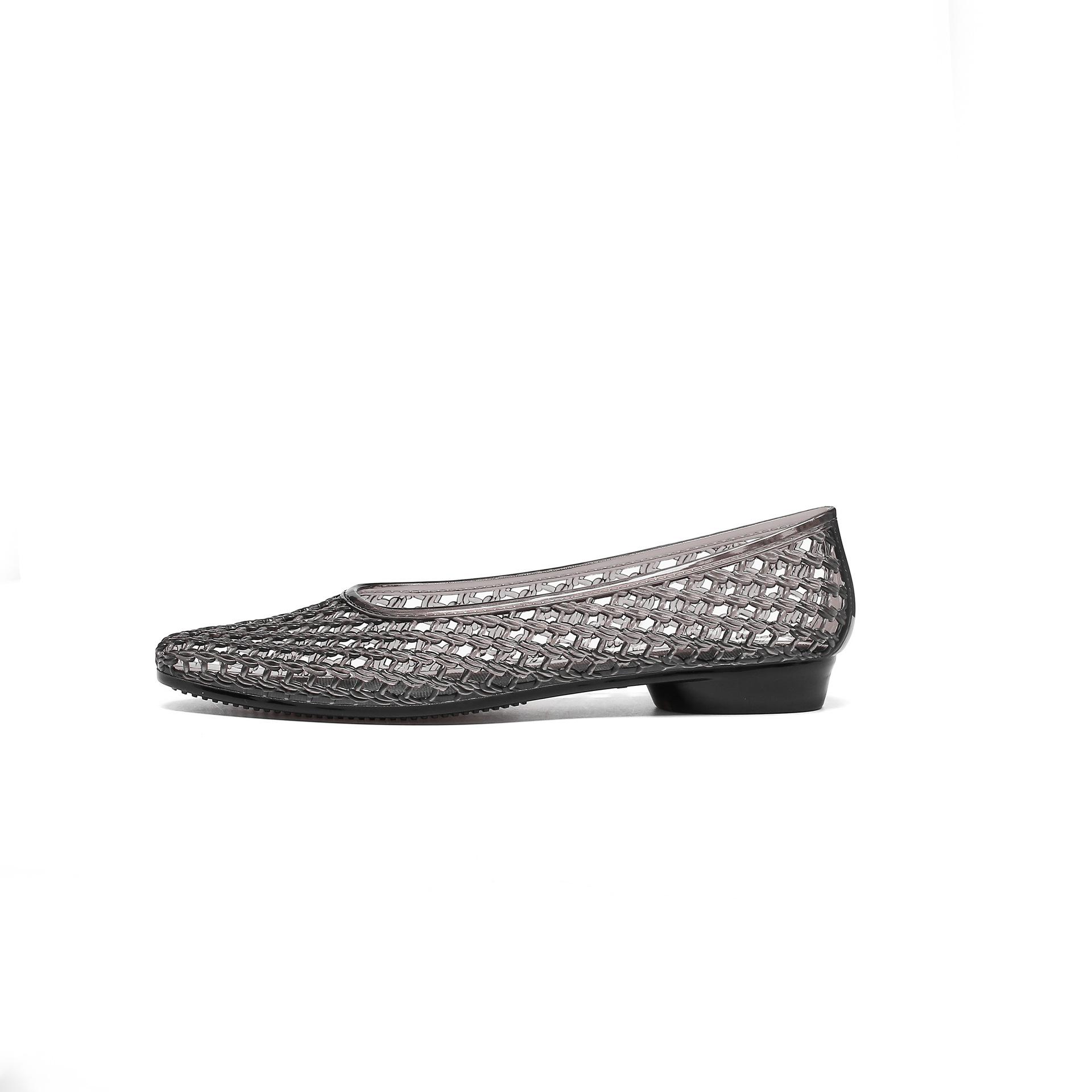 

Shallow Mouth Crystal Outdoor Casual Pointed Sandals, One Foot Stepping Hollow Dancing Shoes 40 чорний