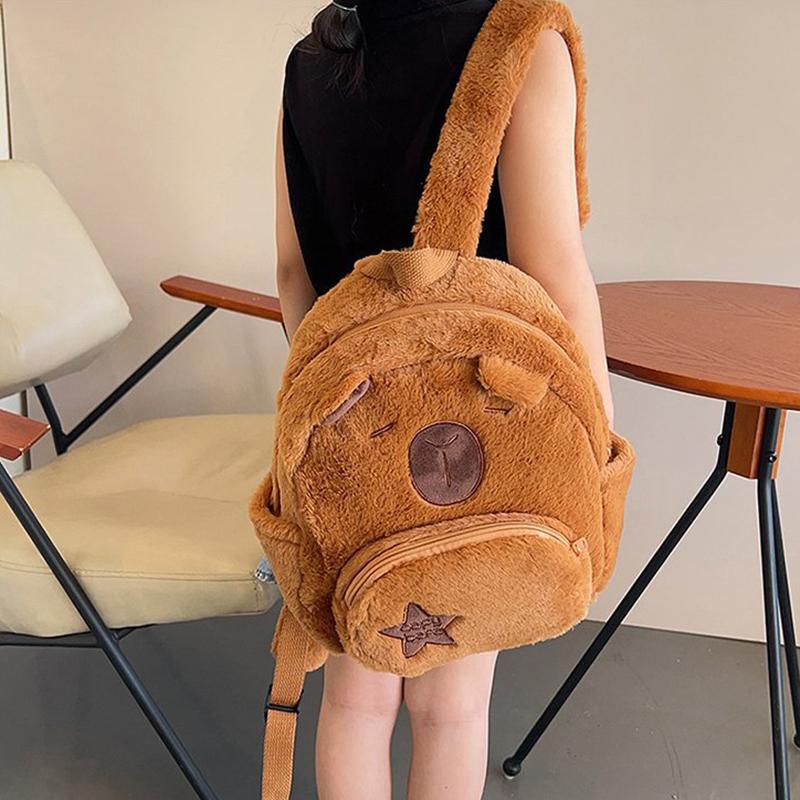 1ks Kawaii kapybara plyšový batoh pro ženy všestranný kreslený vtipný Capibala crossbody taška s velkou kapacitou tote taška