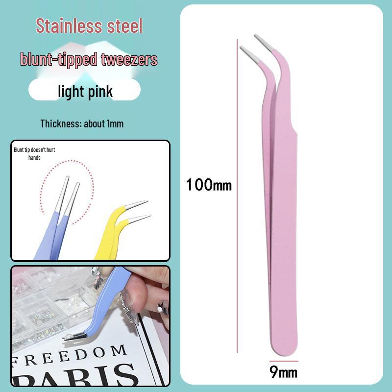 Colorful Stainless Steel Curved Tweezers for False Eyelashes and Planner Clips