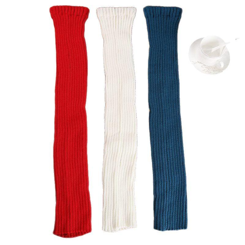 70cm Extra Long Thick Knitted Red Wool Leg Warmers for New Year and Christmas